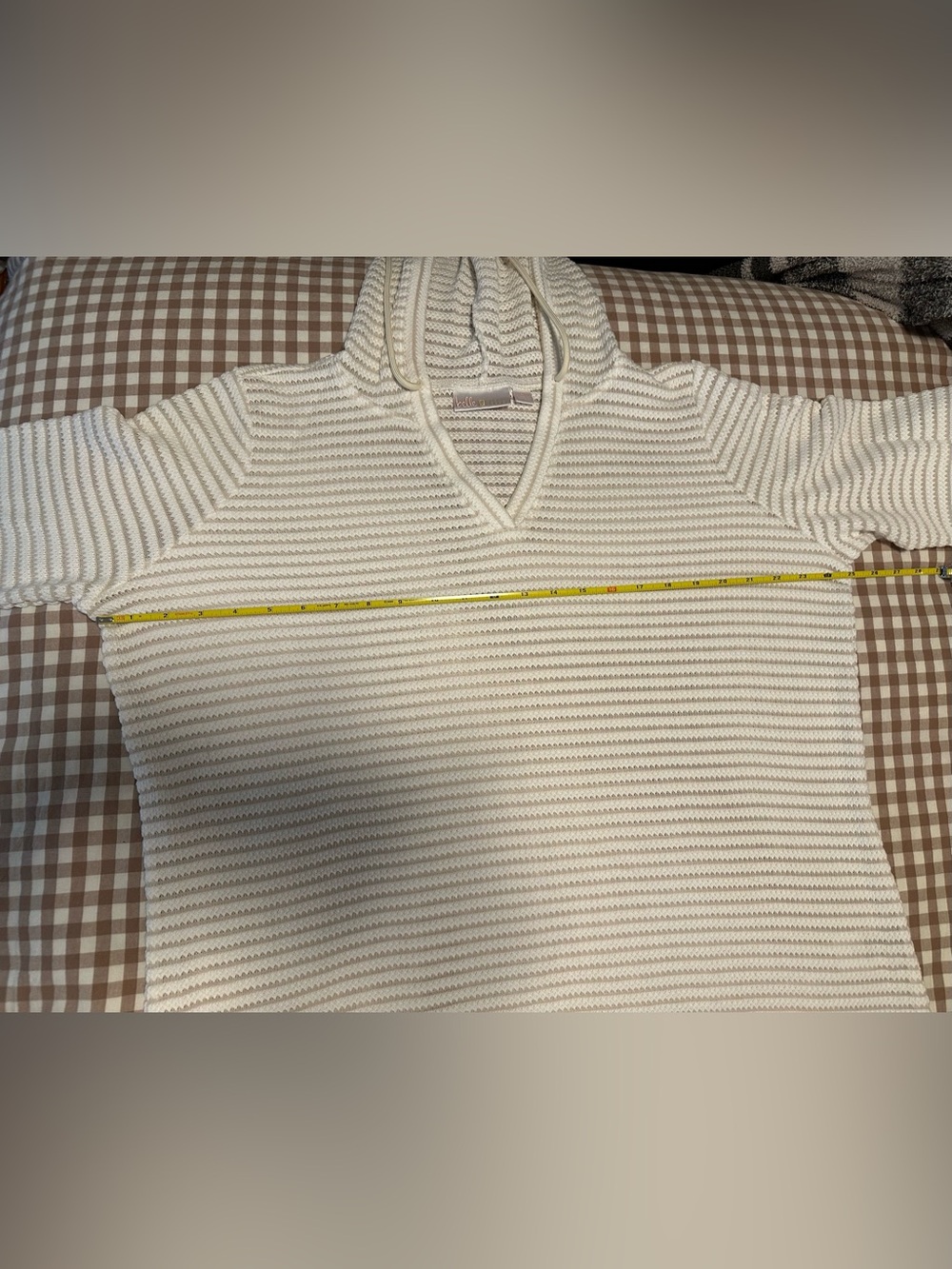 Belle by Kim Gravel Cream Textured Hooded Sweater - Picture 6 of 8